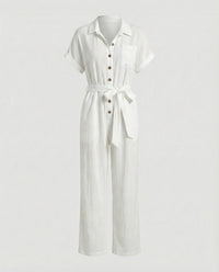 Hester Jumpsuit with Belted in White