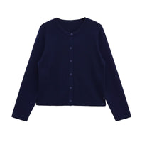 Hester Knit Dress with Crew Neck and Button Front in Navy