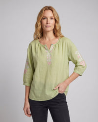 Hester Linen Blouse with Embroidery