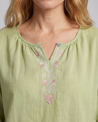 Hester Linen Blouse with Embroidery
