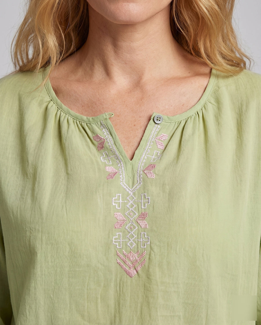 Hester Linen Blouse with Embroidery