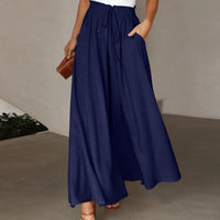 Hester Linen Trousers with Elastic Waist and Pockets