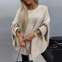 Hester Relaxed Knit Poncho in Apricot