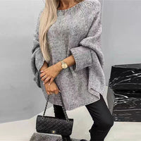 Hester Relaxed Knit Poncho in Grey