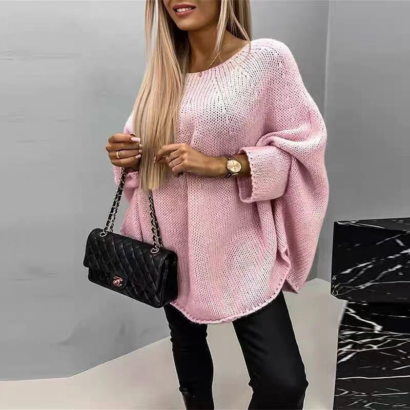 Hester Relaxed Knit Poncho in Pink