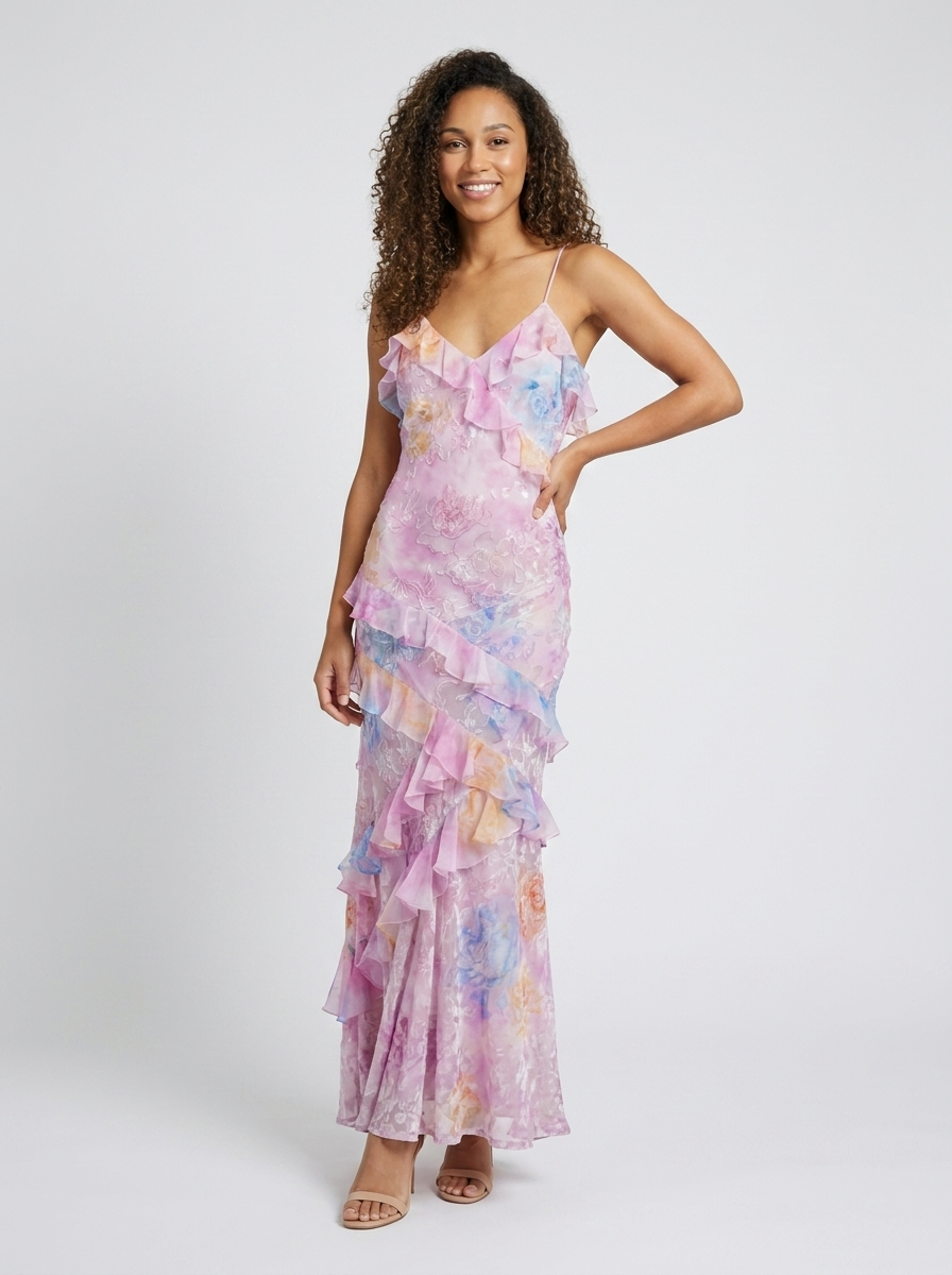 JOLENE | FLORAL RUFFLE MAXI DRESS