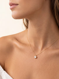 18k Gold Plated Cubic Zirconia Solitaire Necklace Waterproof Hypoallergenic | Color: Gold