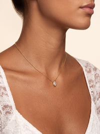 Marquise Solitaire Pendant Necklace, 14k Gold Marquise Necklace, Diamond Charm Necklace, S