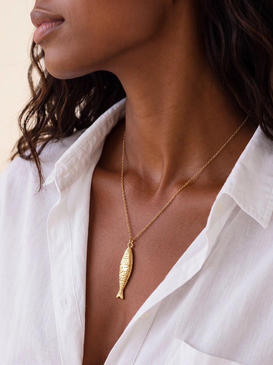 New! Coastal Classic 18k Gold Plated Fish Sardine Necklace Nwot 3032 | Color: Gold | Size: