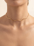 18k Gold Plated Wave Choker Necklace | 22cm (8.66) Gift Dainty Minimalist New | Color: Gol