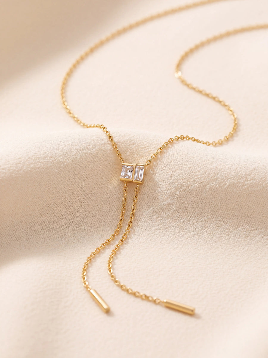 Crystal Gumdrop Necklace in Gold