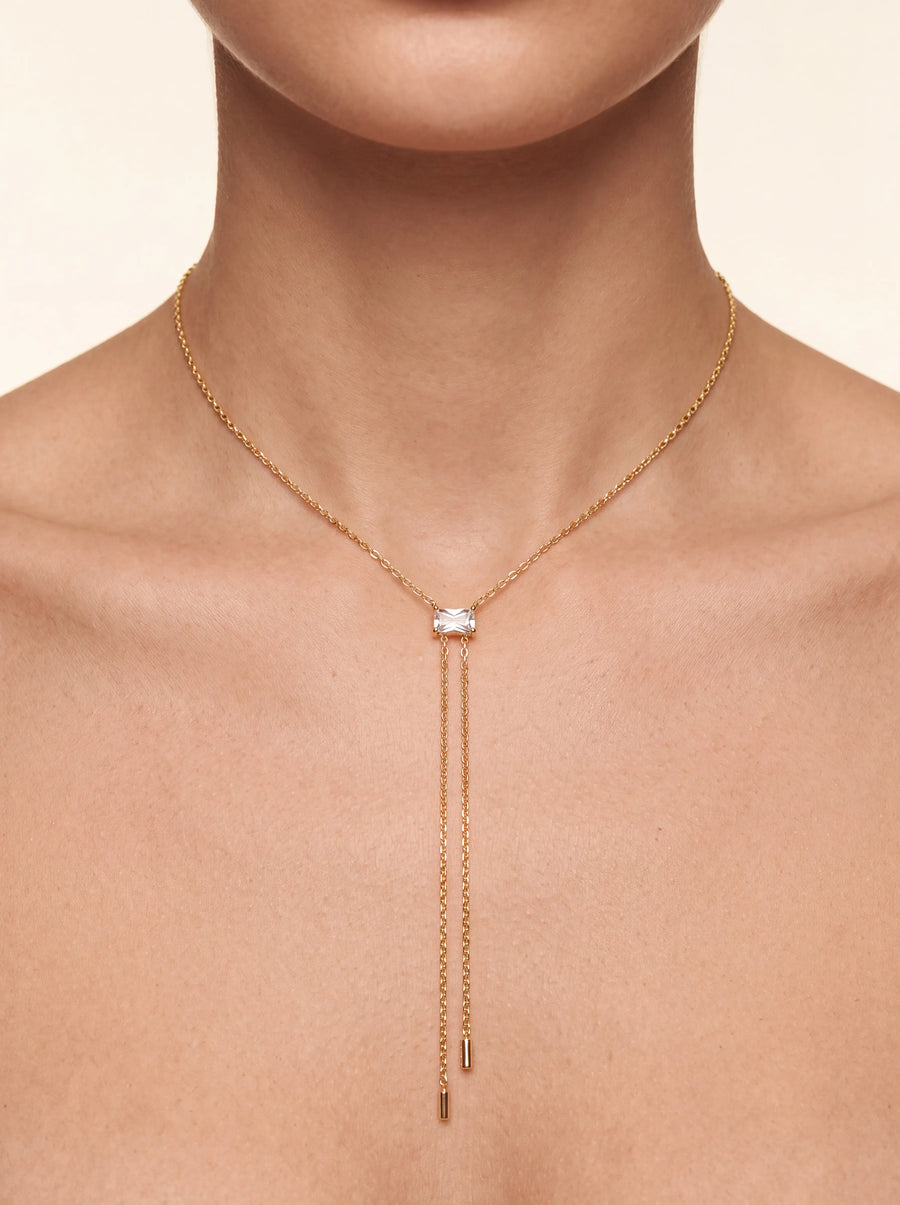 Crystal Gumdrop Necklace in Gold