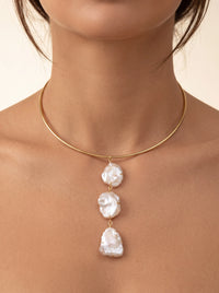 Women's Gold Baroque Pearl Dangle Choker