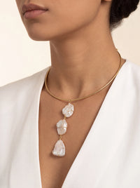 Women's Gold Baroque Pearl Dangle Choker