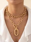 Boutique Jewelry | 2pc Set Gold Double Interlock Oval Circle Link Chain Necklace | Color: