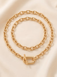 Boutique Jewelry | 2pc Set Gold Double Interlock Oval Circle Link Chain Necklace | Color: