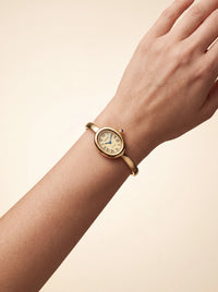 Luxury Gold Round Bracelet Watch For Women, Small Quartz Women Watch Jewelry