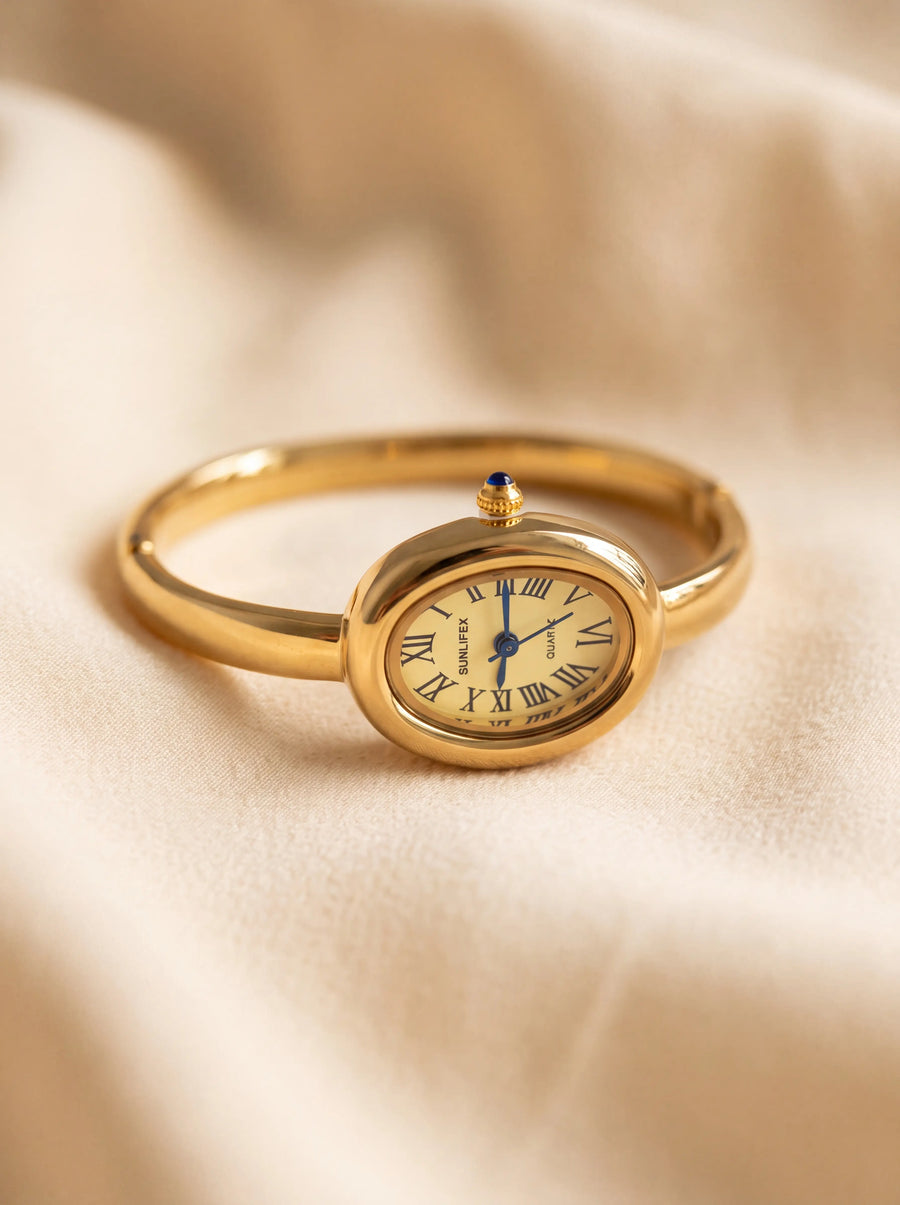 Luxury Gold Round Bracelet Watch For Women, Small Quartz Women Watch Jewelry