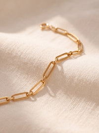 18k Gold Paperclip Chain Bracelet: Tarnish Free Stacking Bracelet