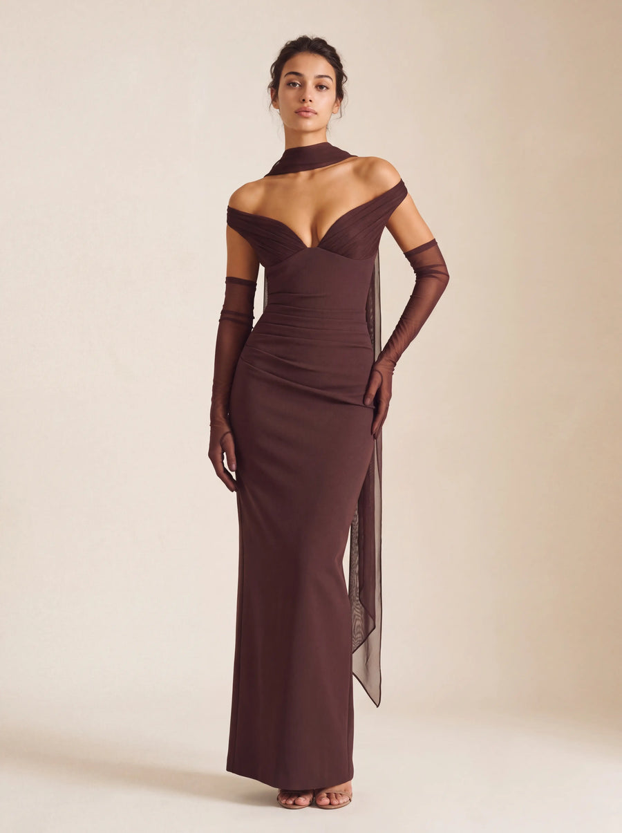 Coco Maxi Dress – Plum Brown