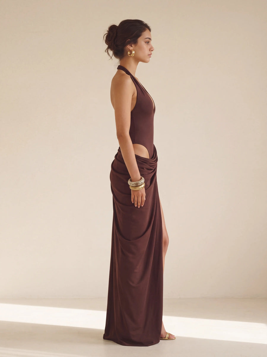 Marlene Maxi Dress – Plum Brown