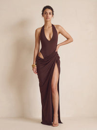 Marlene Maxi Dress – Plum Brown