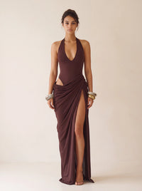Marlene Maxi Dress – Plum Brown