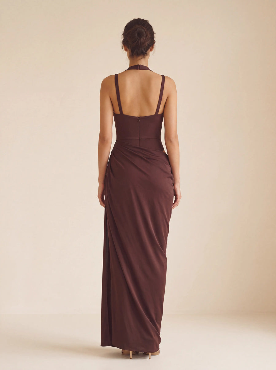 Marlene Maxi Dress – Plum Brown