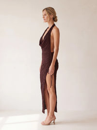 Indie Midi Dress – Plum Brown