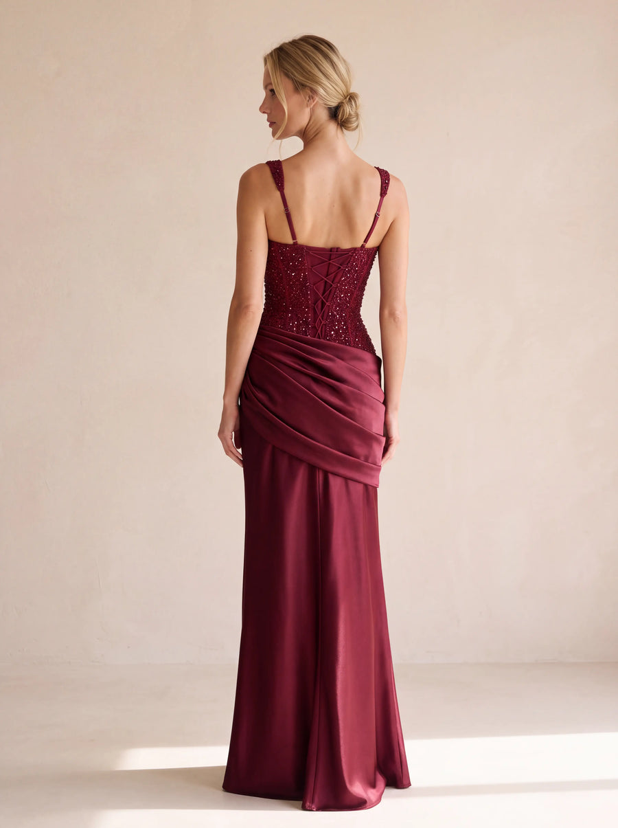 Juliette Maxi Dress – Burgundy
