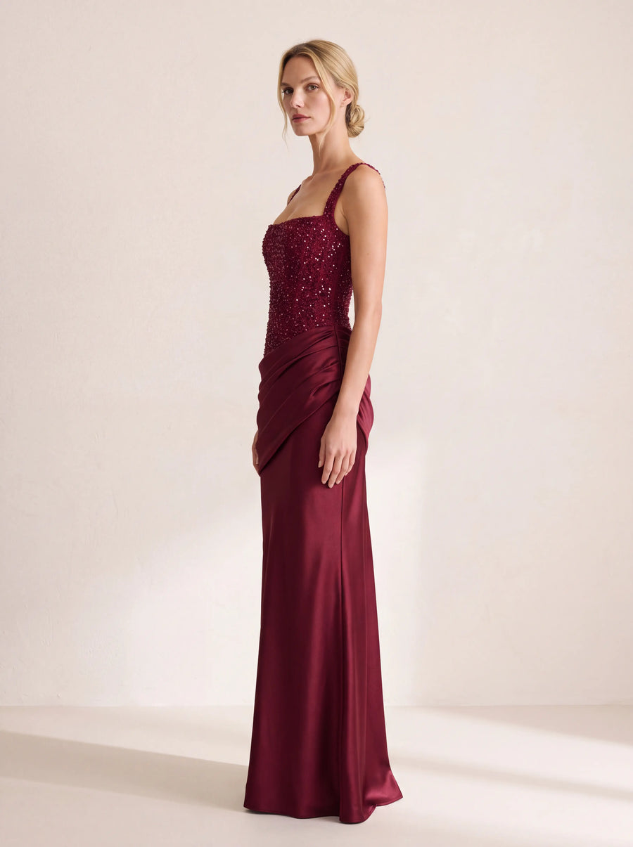 Juliette Maxi Dress – Burgundy