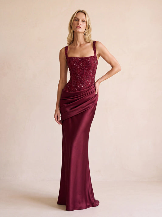 Juliette Maxi Dress – Burgundy