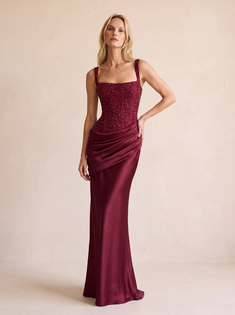 Juliette Maxi Dress – Burgundy