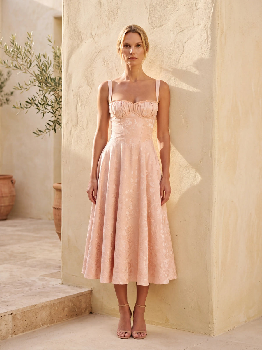 Wanda Midi Dress – Soft Peach