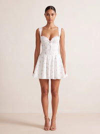 Ivory Mini Dress – Multi Floral Print