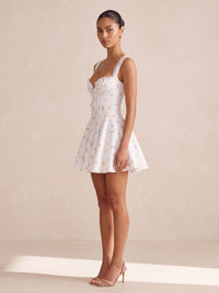 Ivory Mini Dress – Multi Floral Print