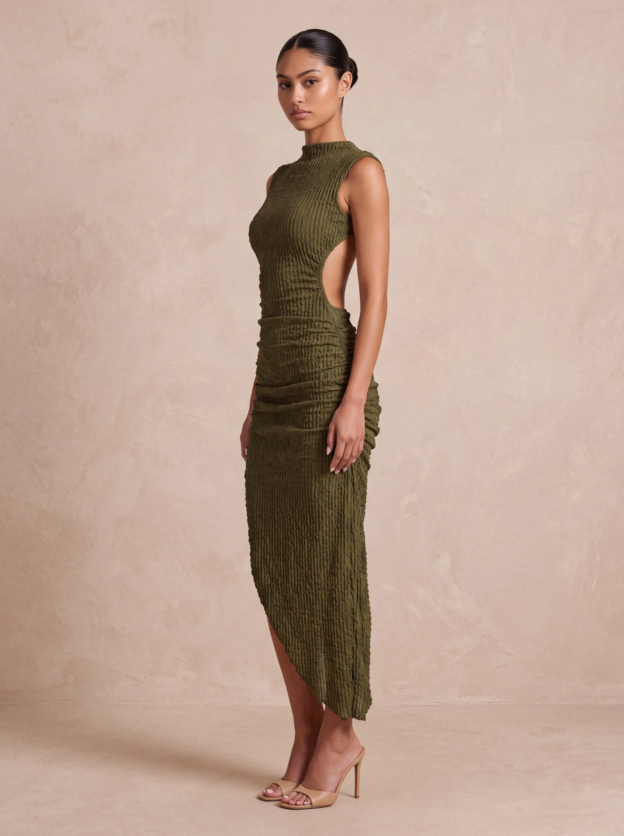 Rosamund Midi Dress – Khaki
