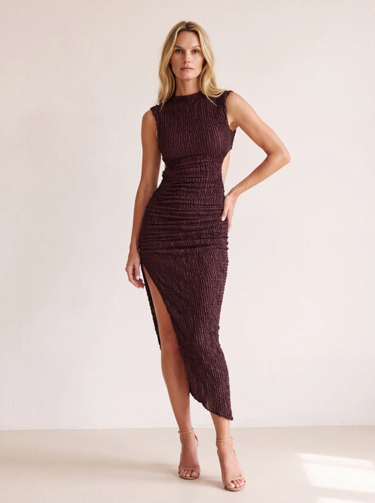 Aphrodite Midi Dress Plum Brown - editorial