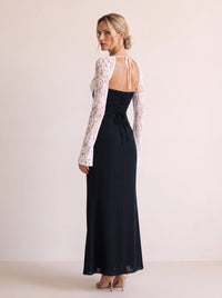 Sofia Maxi Dress Black/White - back