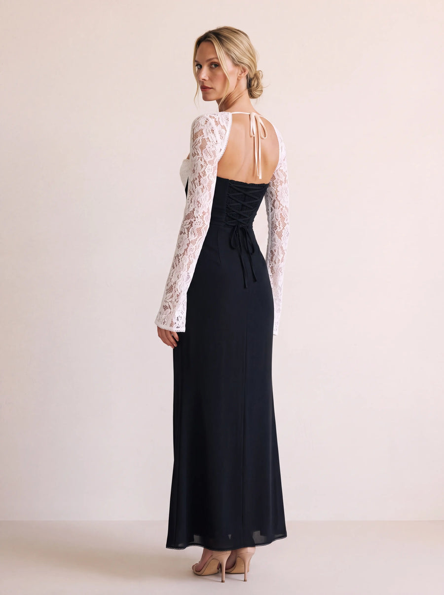 Sofia Maxi Dress Black/White - back