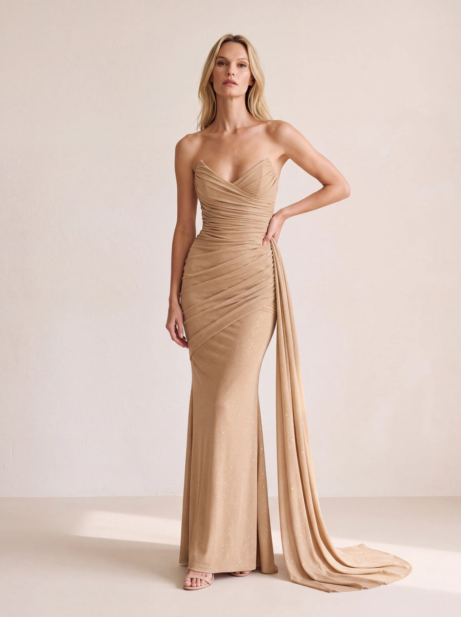 Zita Maxi Dress – Gold Sparkle