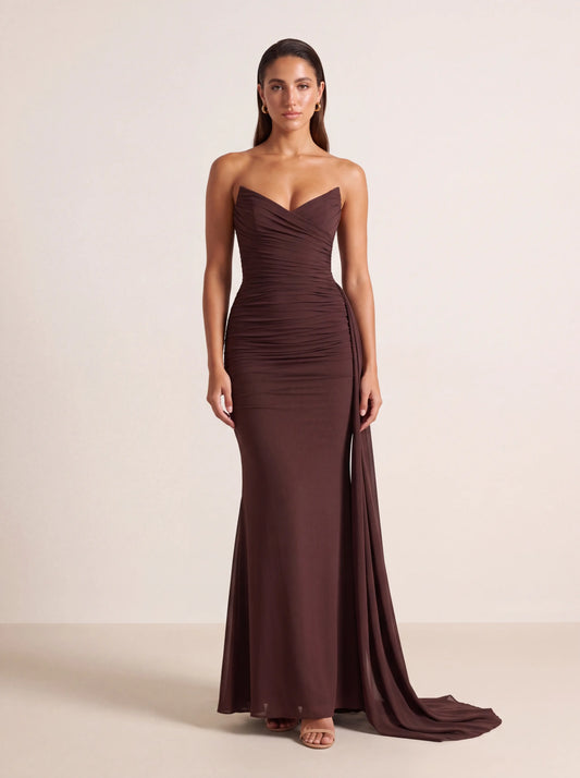 Zita Maxi Dress – Plum Brown