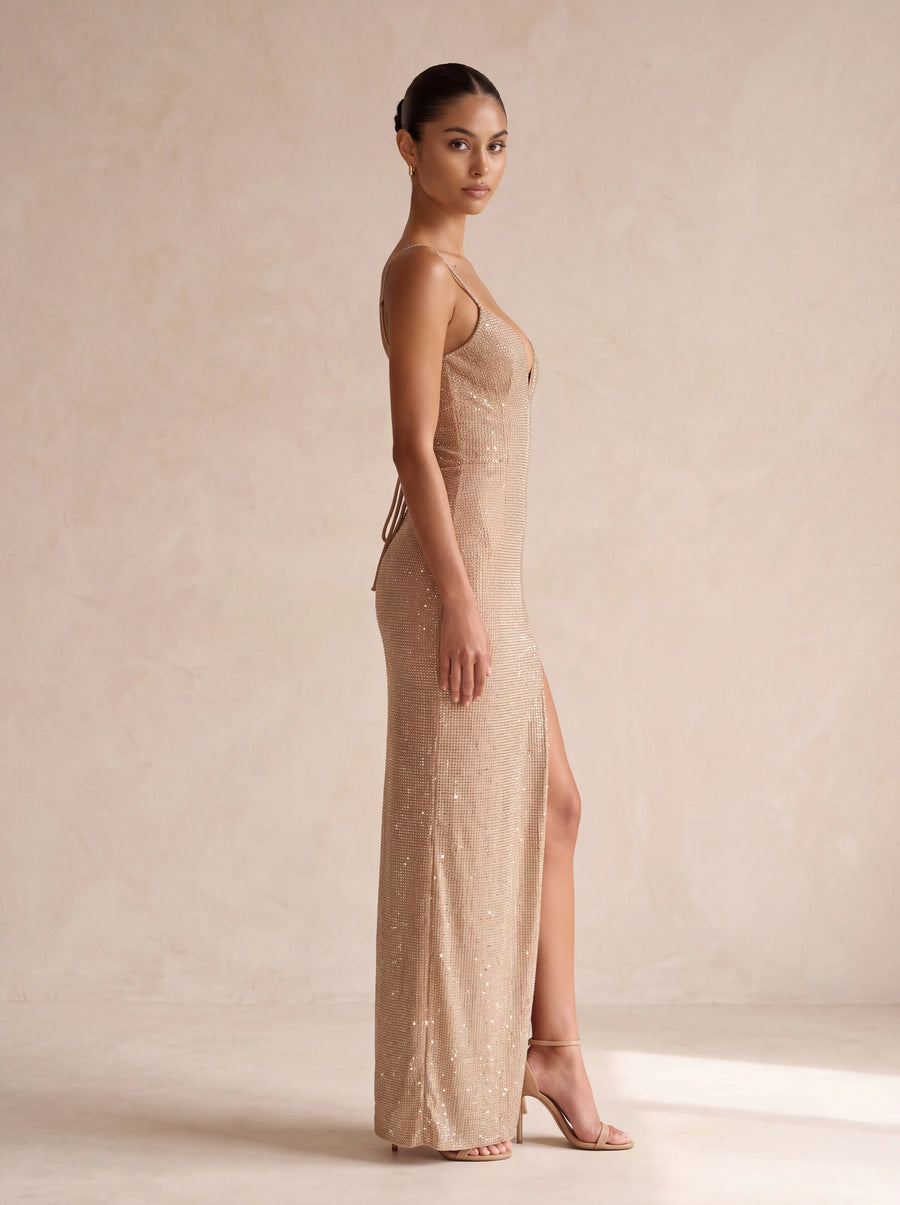 Elena Maxi Dress – Gold