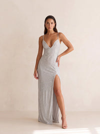 Elena Maxi Dress – Silver