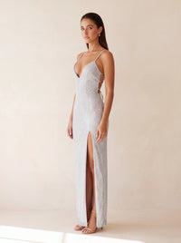 Elena Maxi Dress – Silver