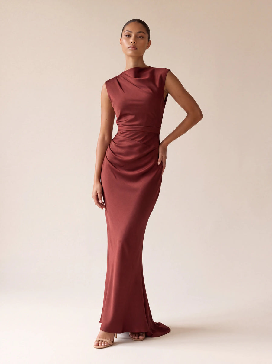 Maude Maxi Dress – Deep Rust