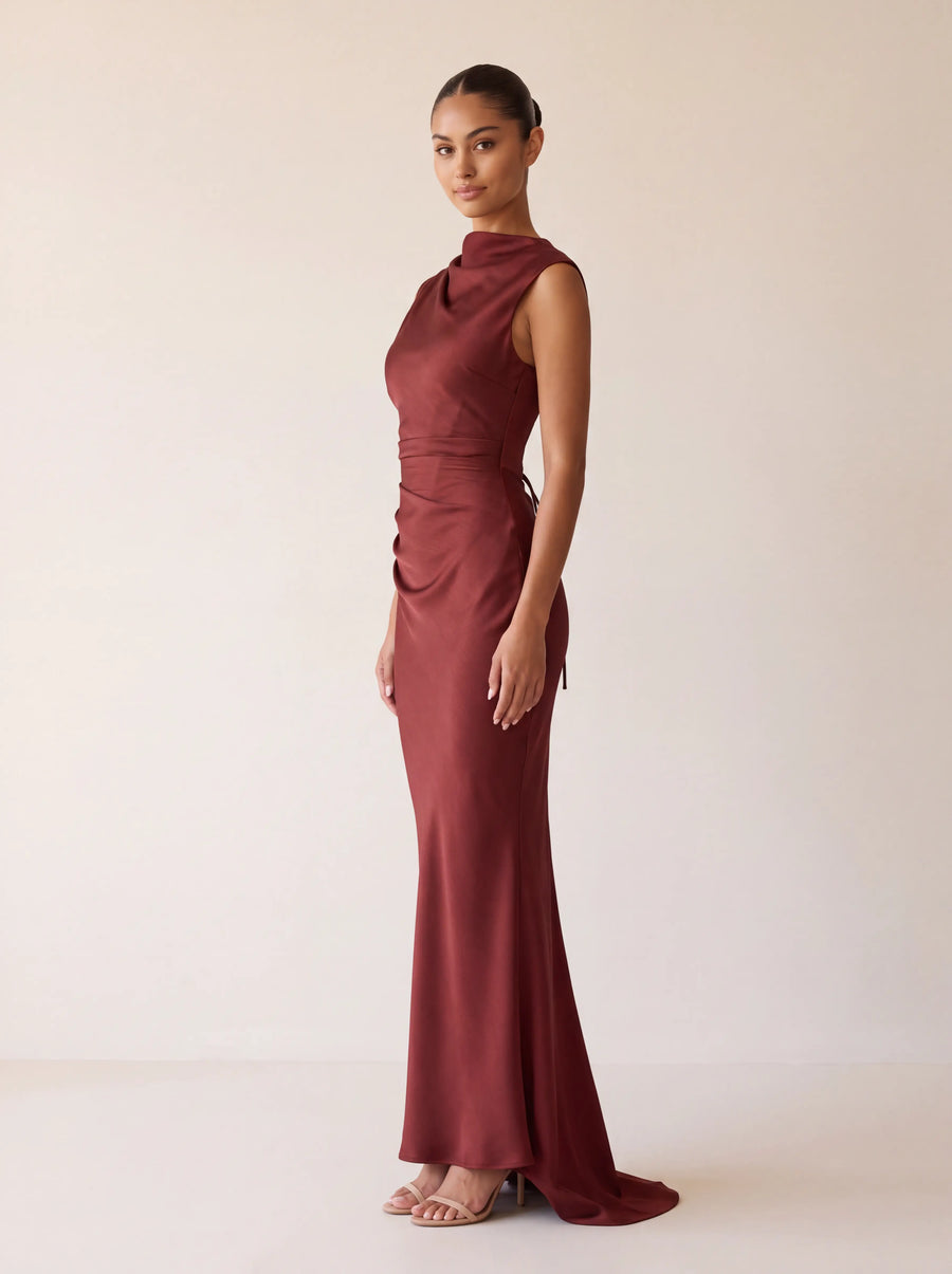 Maude Maxi Dress – Deep Rust