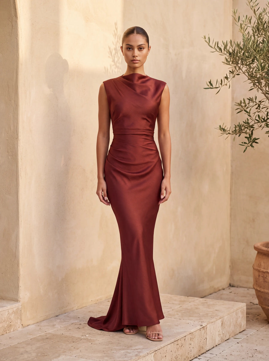 Maude Maxi Dress – Deep Rust