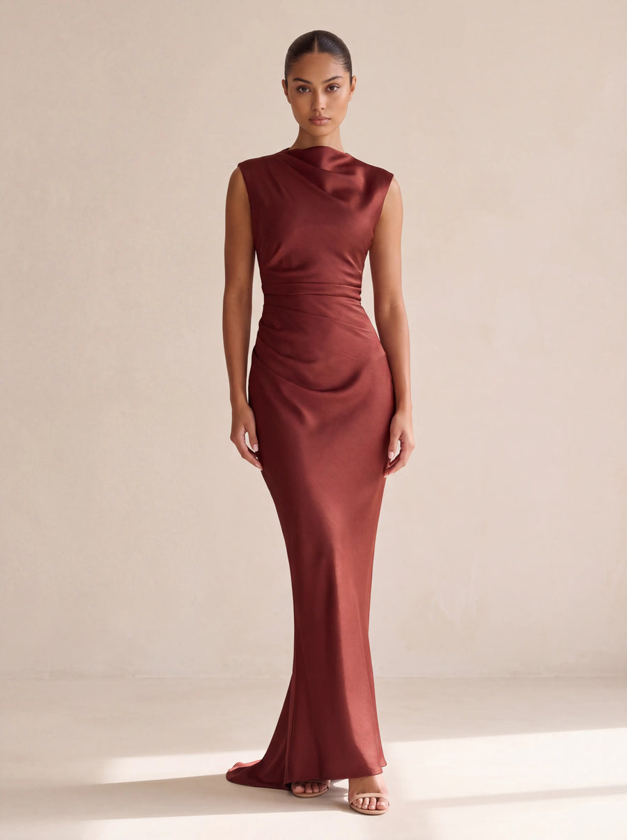 Maude Maxi Dress – Deep Rust