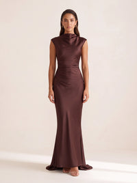 Maude Maxi Dress – Plum Brown